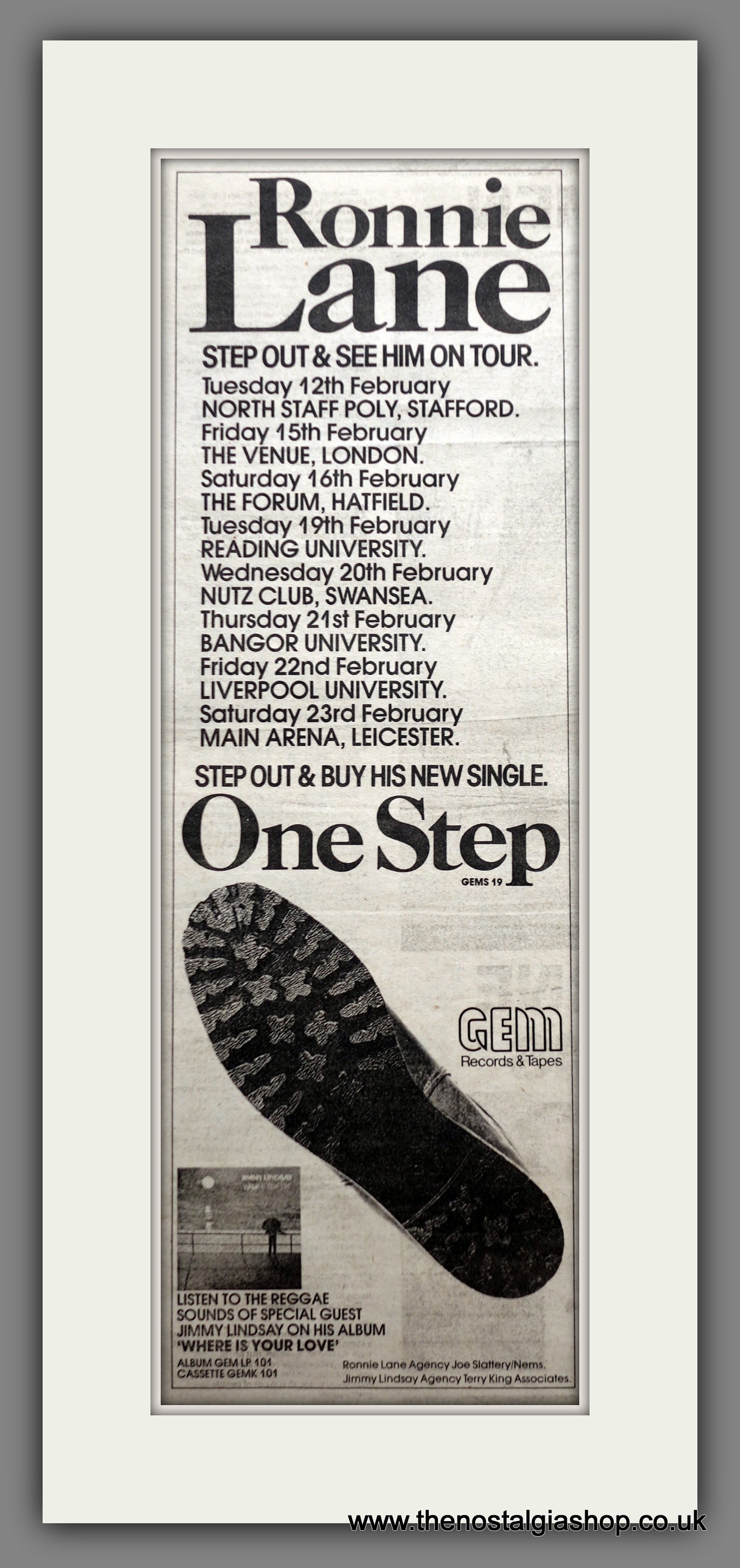 Ronnie Lane. One Step. Original Advert 1980 (ref AD200145)