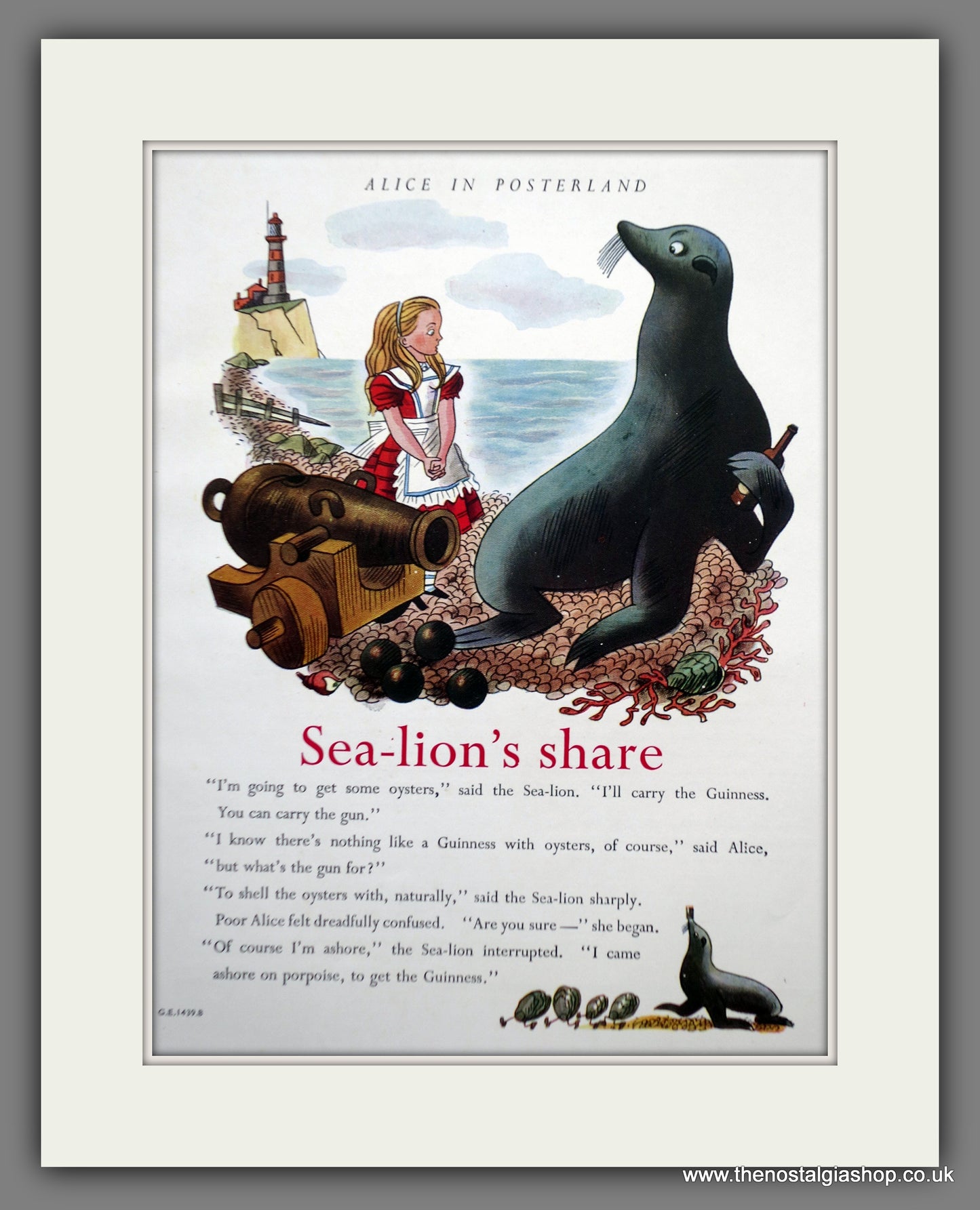 Guinness. Alice In Posterland. Sea-Lion's Share. 1949 Original Advert  (ref AD60852)