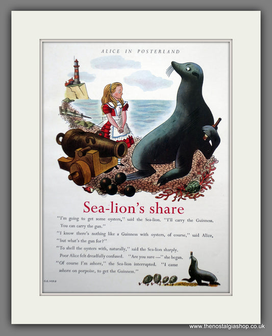 Guinness. Alice In Posterland. Sea-Lion's Share. 1949 Original Advert  (ref AD60852)