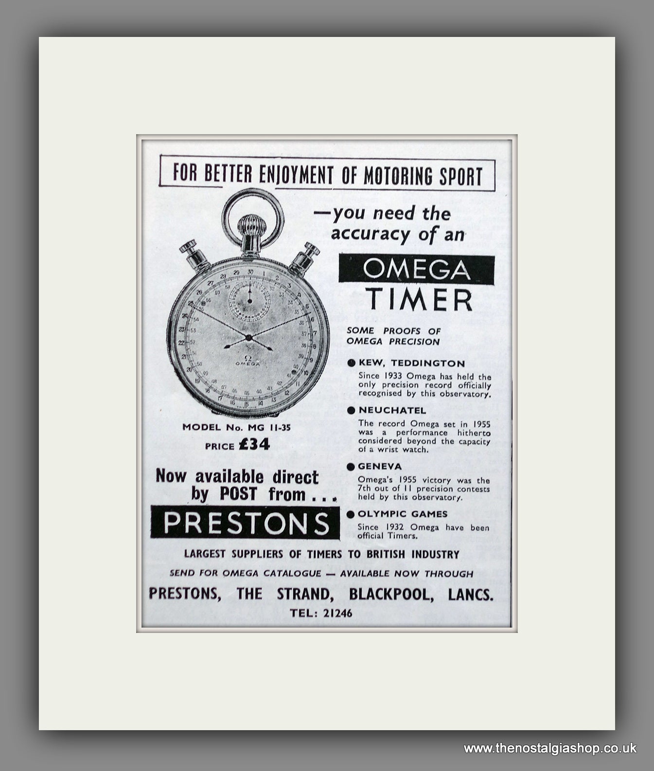 Omega Timers, Stop Watches. Original Advert 1961 (ref AD60862) – The ...