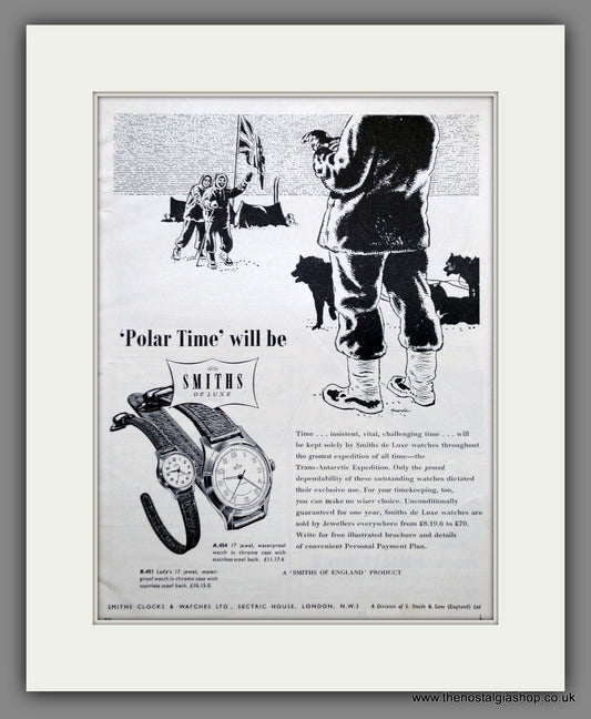 Smiths De Luxe Watches. Original Advert 1956 (ref AD60867)