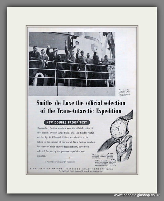 Smiths De Luxe Watches. Original Advert 1956 (ref AD60868)