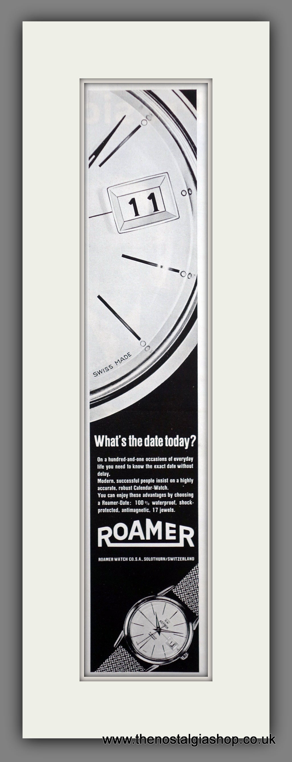 Roamer Watches. Original Advert 1960 (ref AD400109)