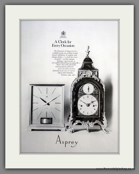 Asprey Clocks. Original Advert 1967 (ref AD301346)