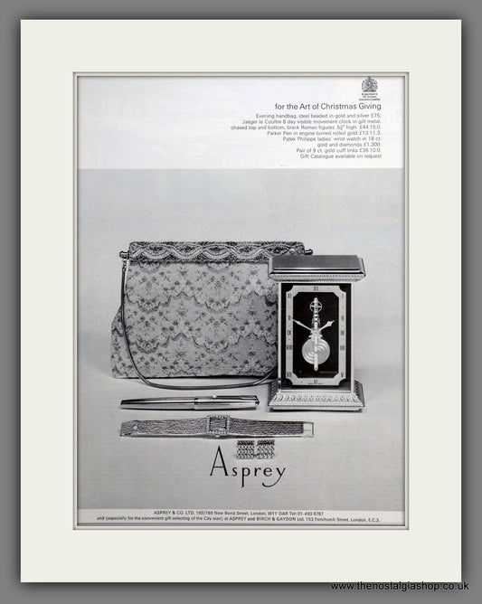 Asprey Clocks and Watches. Original Advert 1968 (ref AD301347)