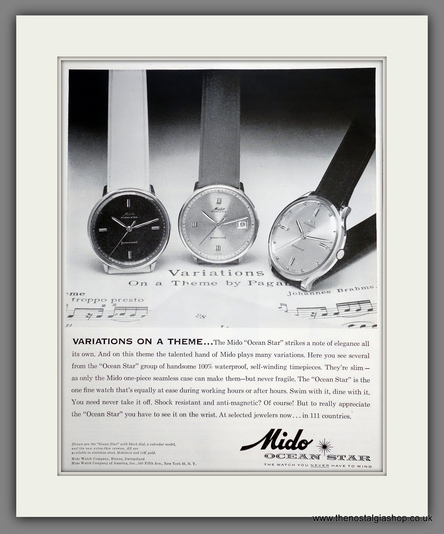 Mido Ocean Star Watches.  Original Advert 1960 (ref AD301282)