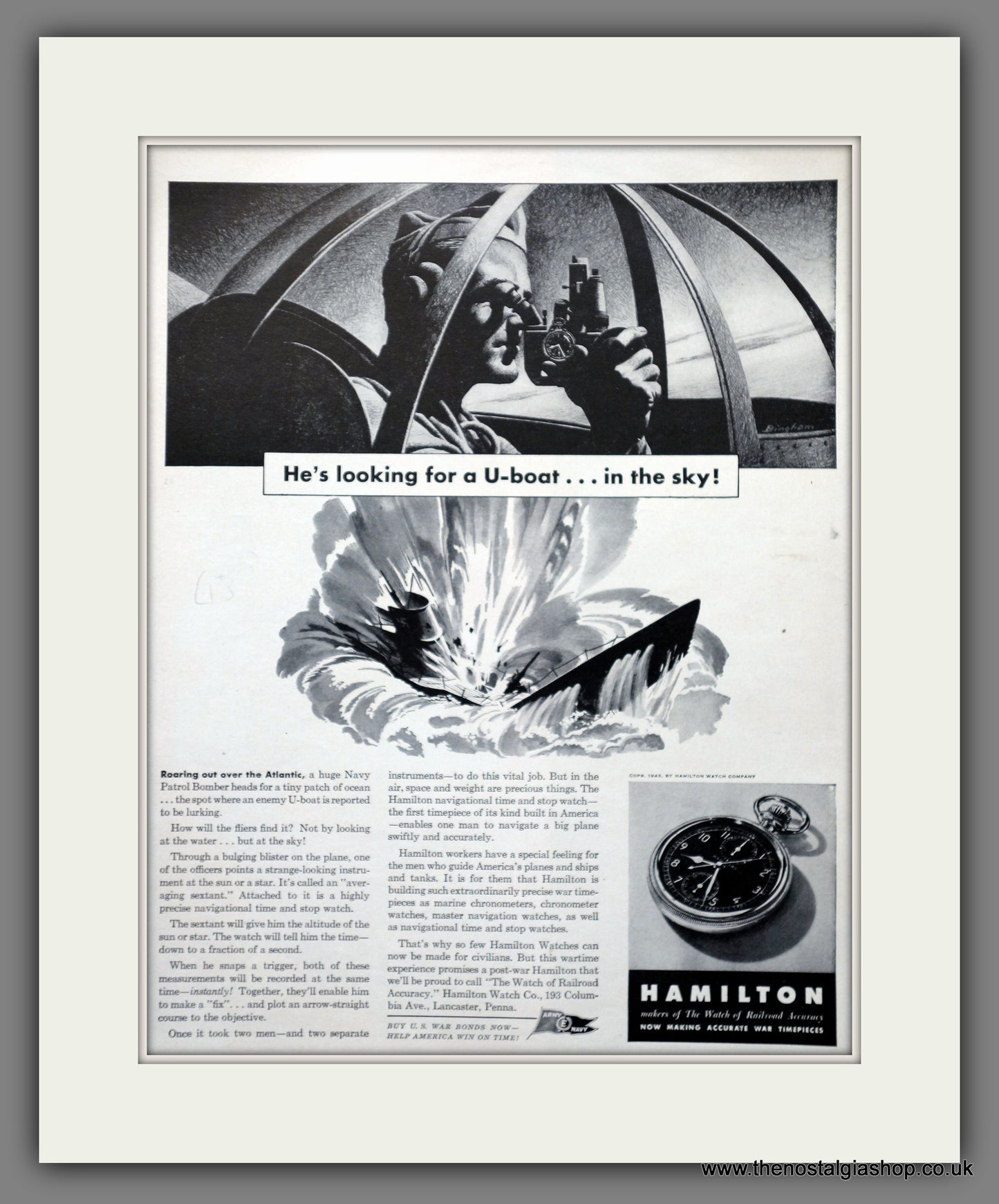 Hamilton Pocket Watches. Large Original Advert 1943 (ref AD301299)