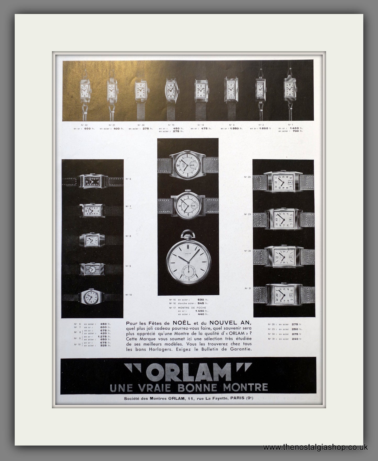 Orlam Watches. Original French Advert 1935 (ref AD301343)