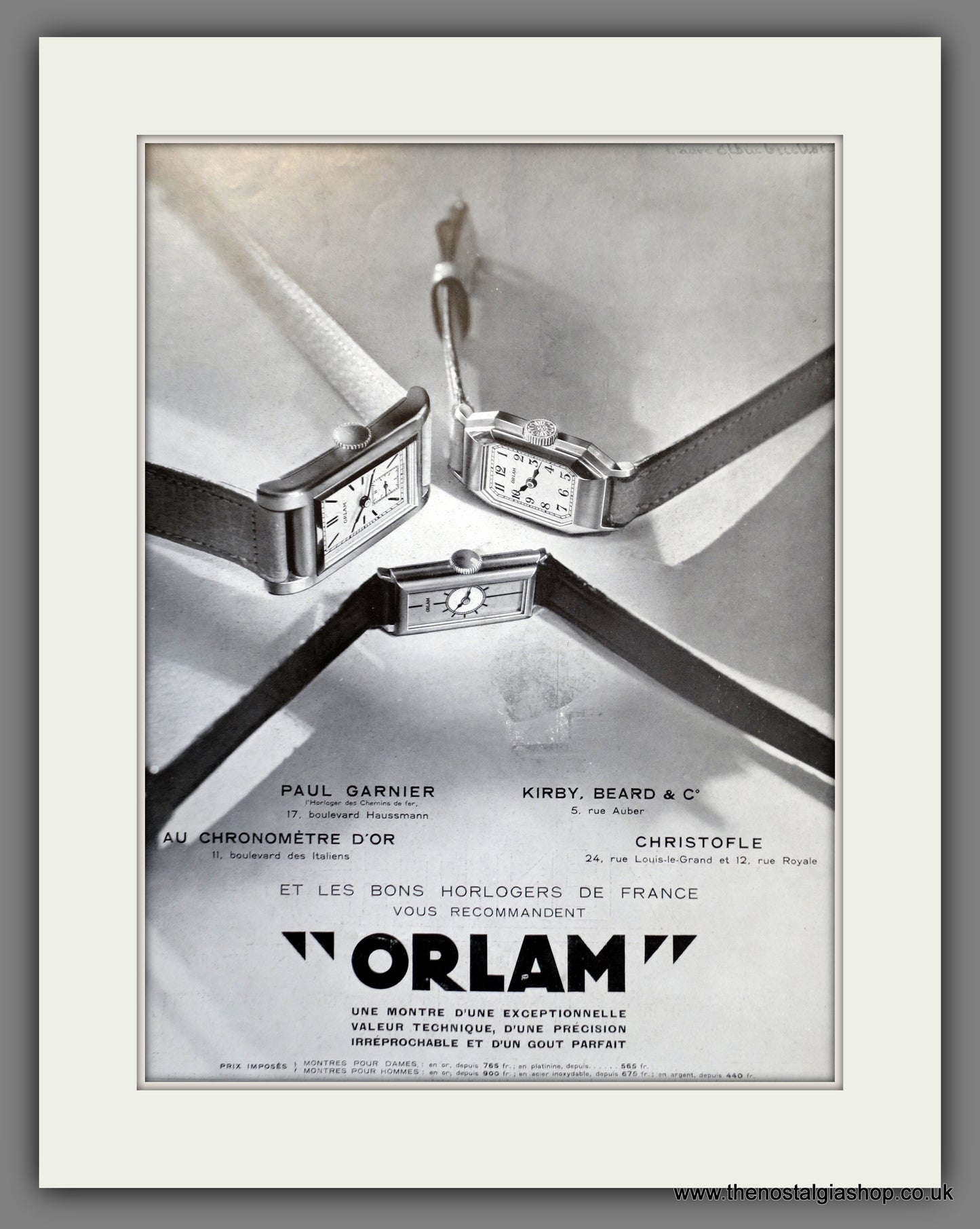 Orlam Watches. Original French Advert 1932 (ref AD301344)