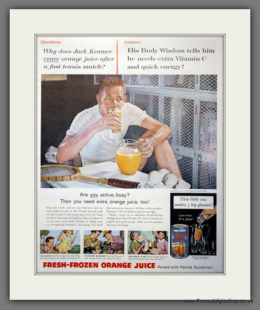 Fresh Frozen Orange Juice. Original American Advert 1957 (ref AD300951)