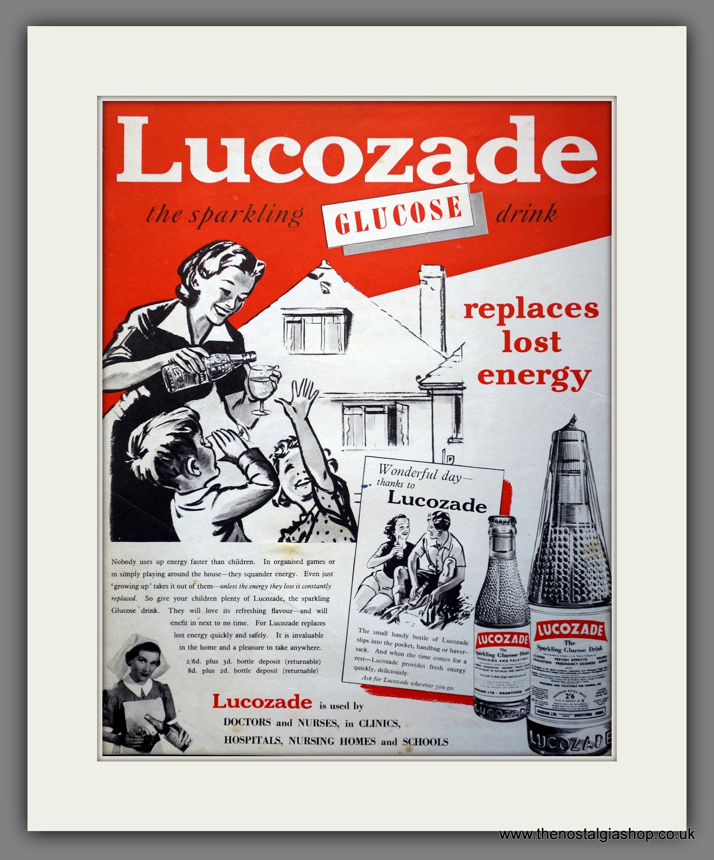 Lucozade Glucose Drink. Original Advert 1953 (ref AD300953)
