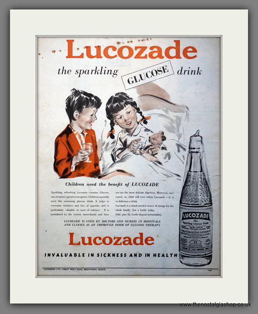 Lucozade Glucose Drink. Original Advert 1952 (ref AD300957)