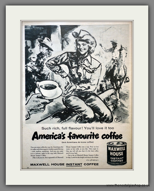 Maxwell House Coffee. Original American Advert 1958 (ref AD301013)