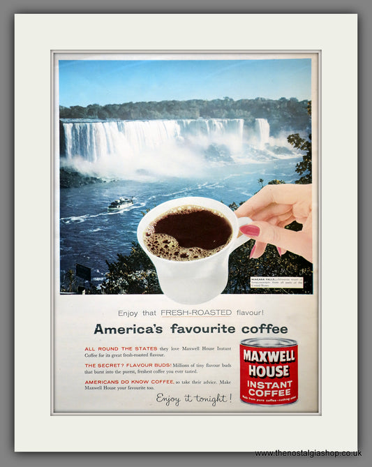 Maxwell House Coffee. Niagara Falls. Original American Advert 1959 (ref AD301014)