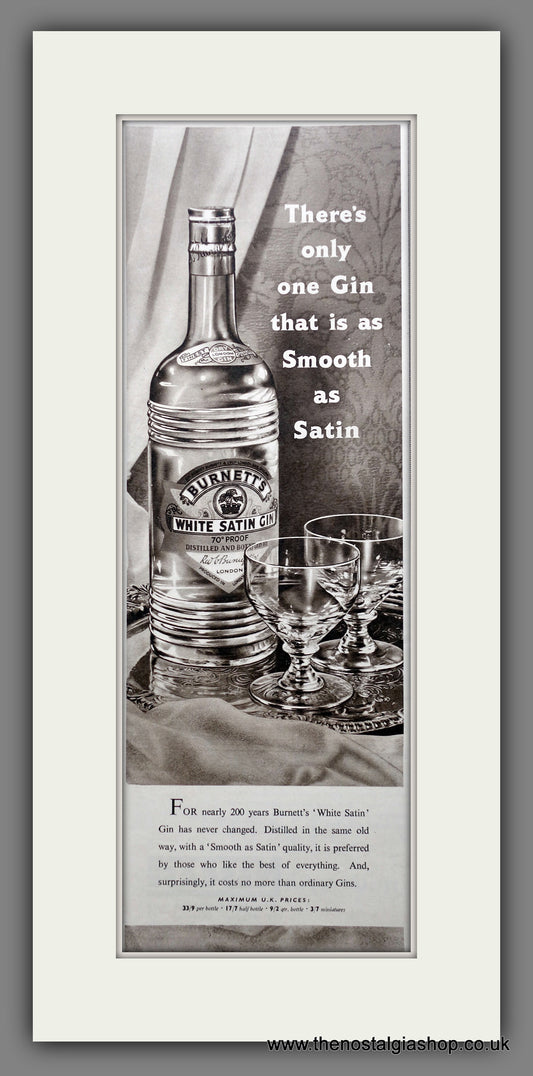 Burnett's White Satin Gin. Original Advert 1954 (ref AD200501)