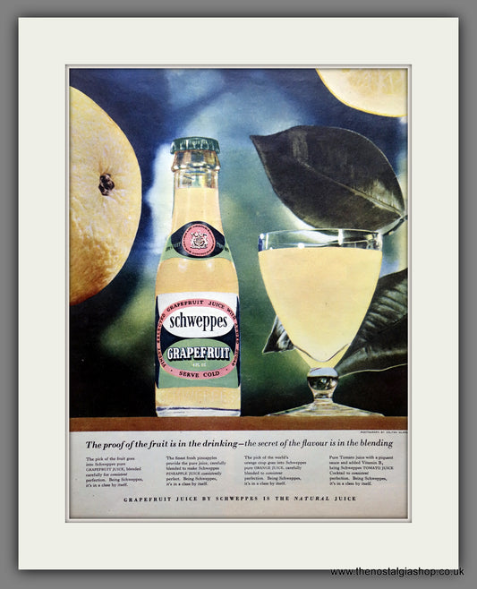Schweppes Grapefruit Tonic Water. Original Advert 1955 (ref AD301034)