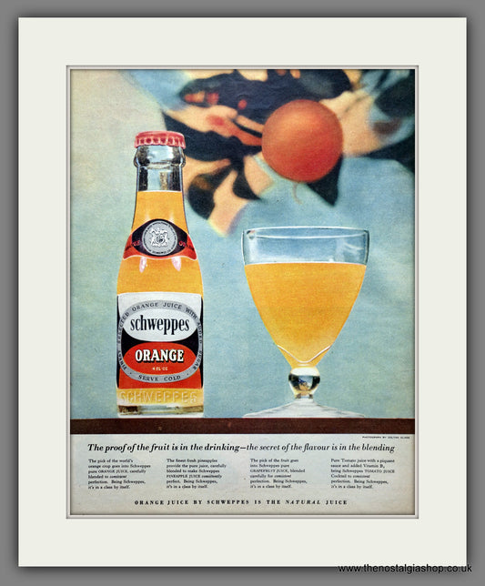 Schweppes Orange Tonic Water. Original Advert 1955 (ref AD301035)
