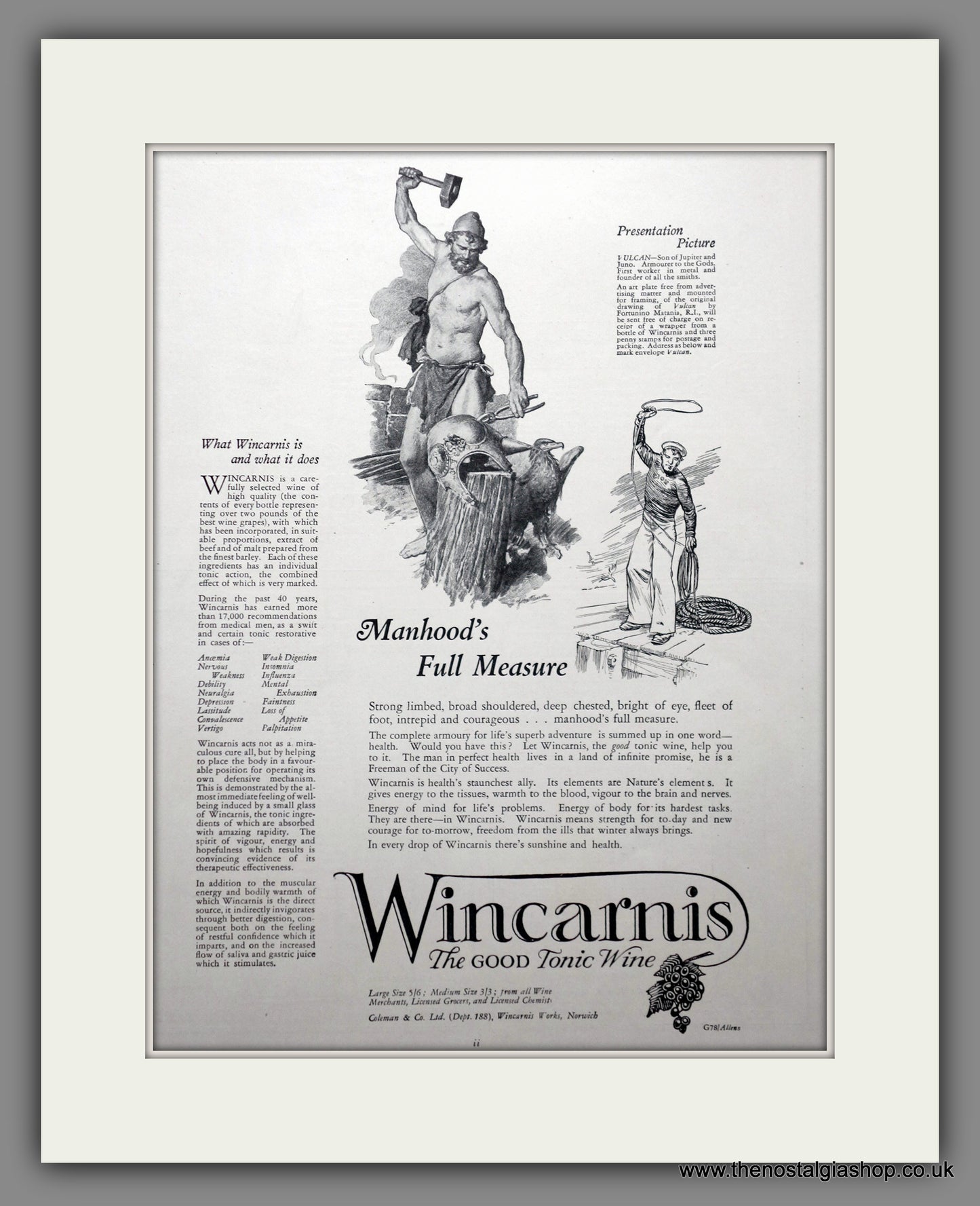 Wincarnis Tonic Wine. Original Advert 1927 (ref AD301054)