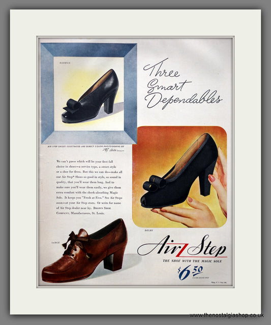 Air Step Shoes. Original American Advert 1943 (ref AD301118)