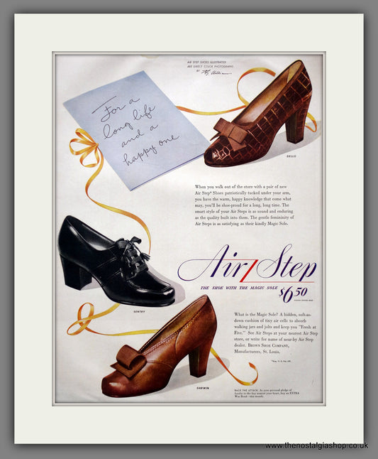Air Step Shoes. Original American Advert 1943 (ref AD301119)
