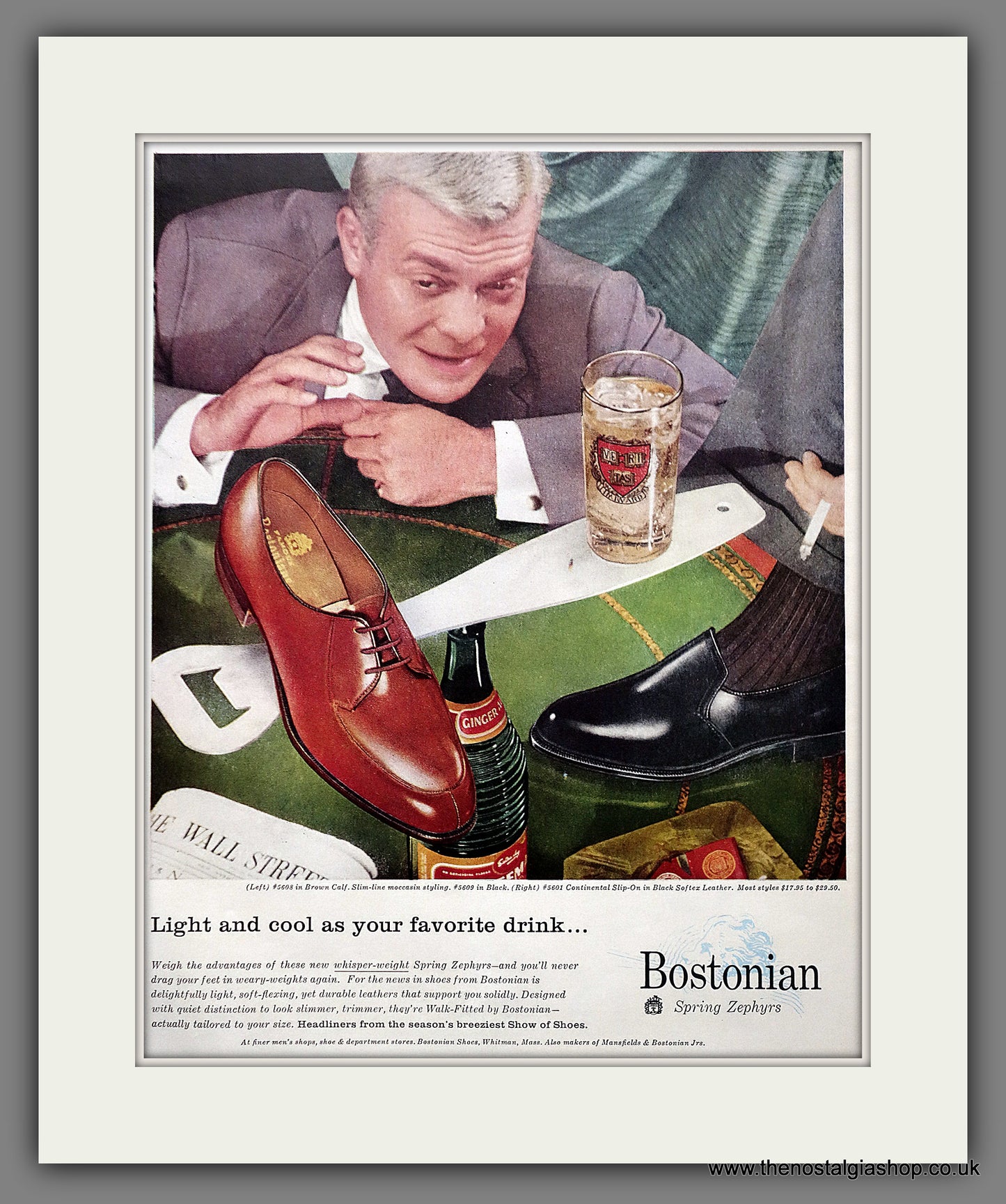 Bostonian Spring Zephyrs Shoes For Men. Original Advert 1957 (ref AD301129)