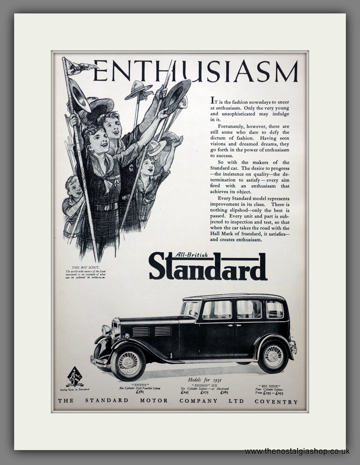 Standard Range for 1931. Enthusiasm. Original Advert 1931 (ref AD301089)