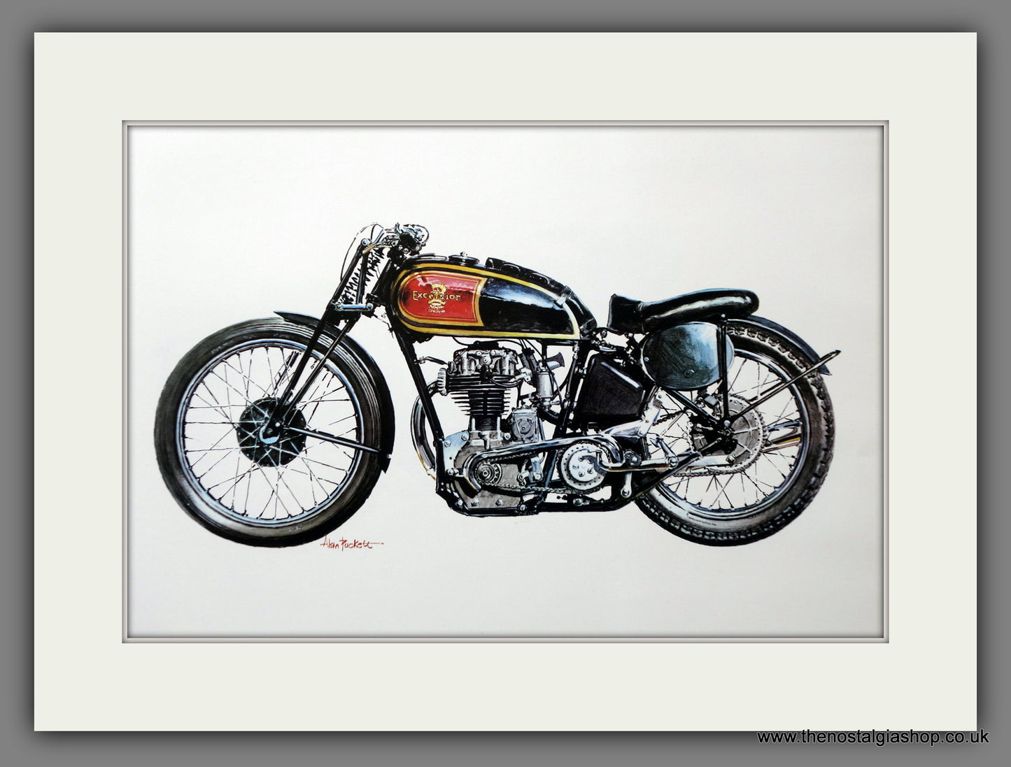 Excelsior Manxman 1938. Motorcycle Print 1970's (ref PR3046)