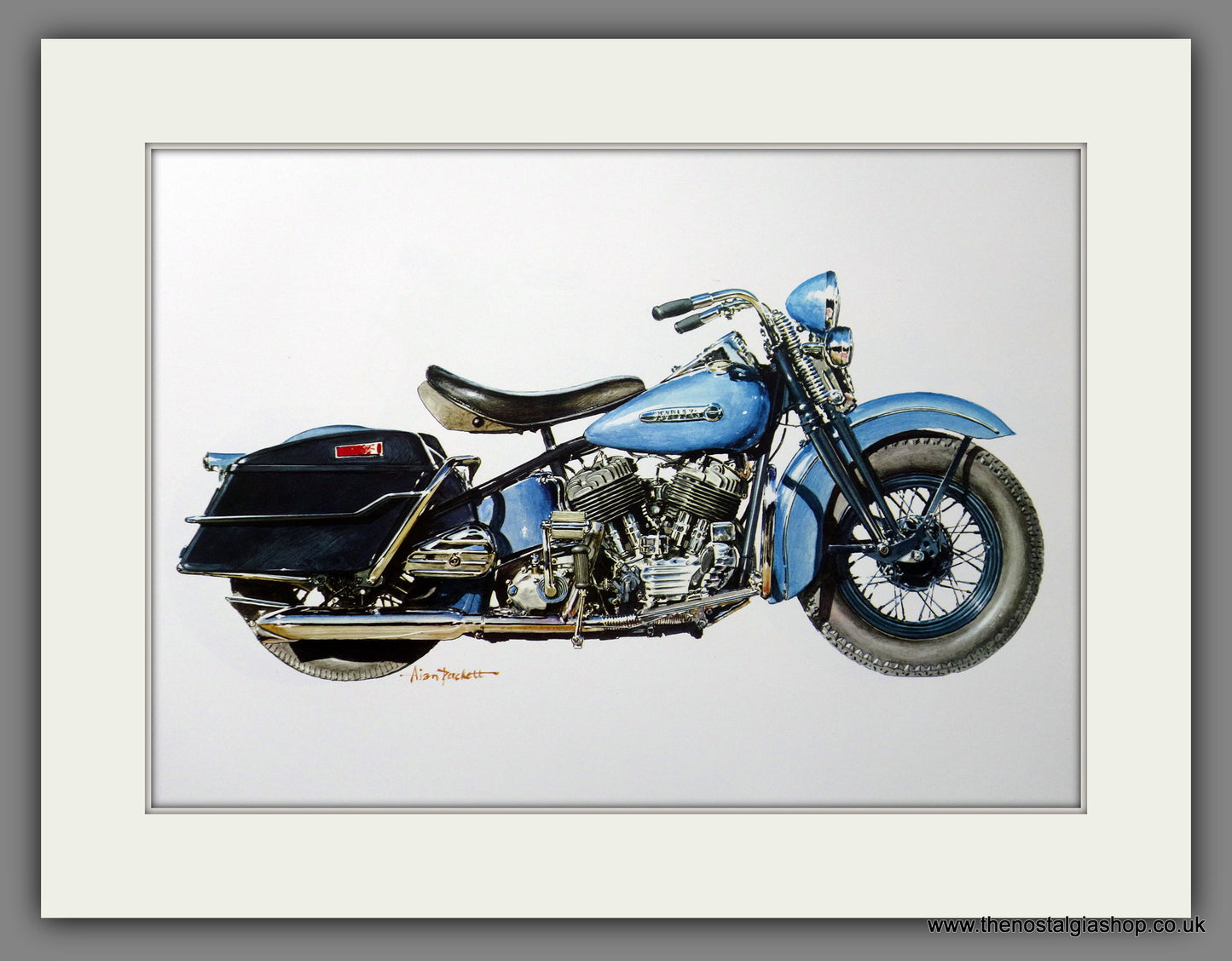Harley Davidson 74 1947. Motorcycle Print 1970's (ref PR3068)