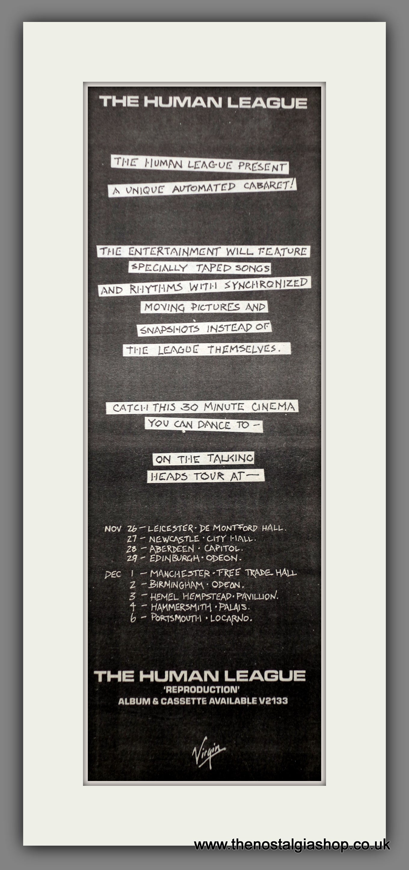 Human League Tour Dates. Original Advert 1979 (ref AD200596) – The ...