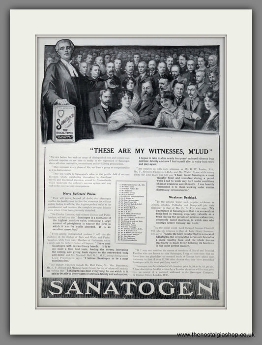 Sanatogen Royal Tonic. Large Original Advert 1911 (ref AD15424)