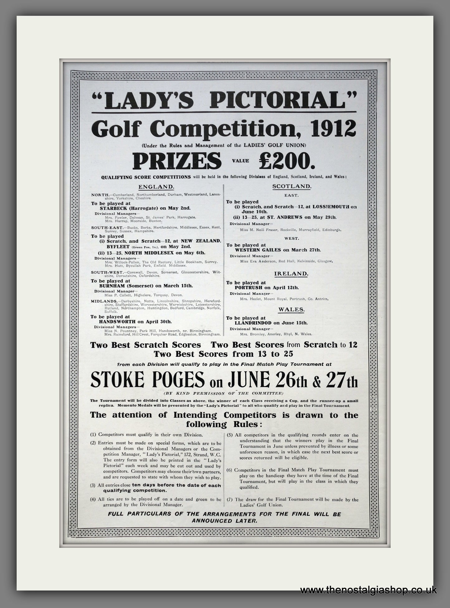 Lady's Pictorial Golf Competition. Large Original Advert 1912 (ref AD15428)