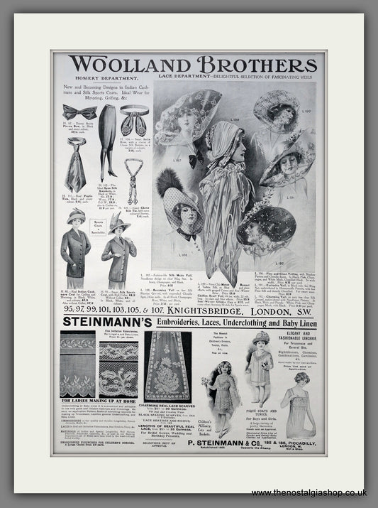 Woolland Brothers Millinery and Fashion. Large Original Advert 1912 (ref AD15435)