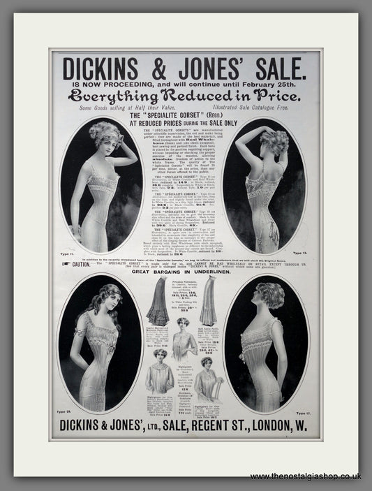 Dickins & Jones Fashion SALE!!! Large Original Advert 1911 (ref AD15437)