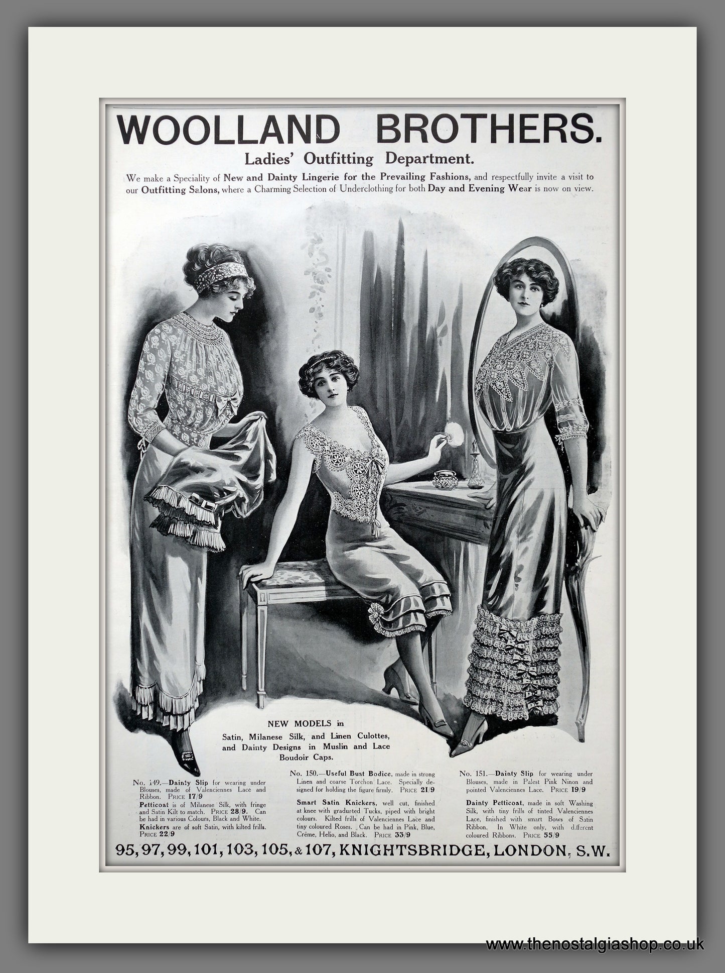 Woolland Brothers Ladies Fashion. Large Original Advert 1912 (ref AD15443)