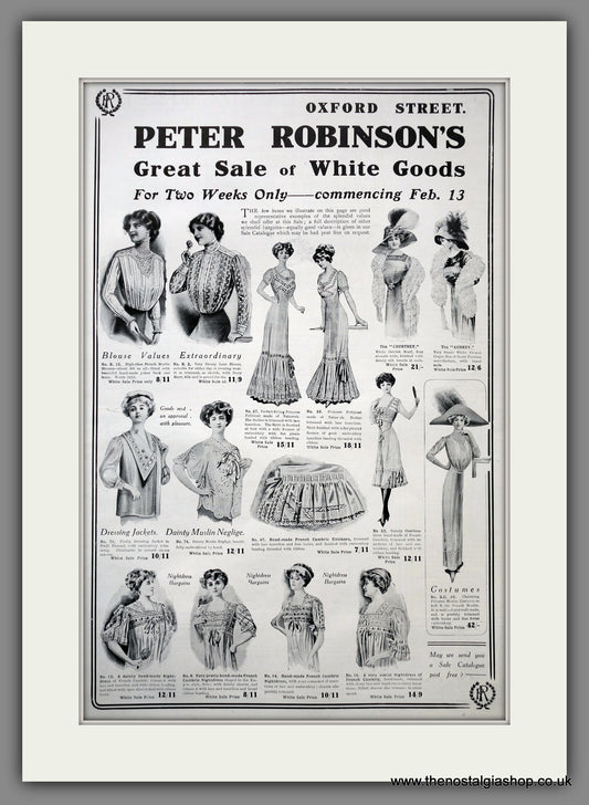 Peter Robinson's Oxford Street Ladies Fashion. Large Original Advert 1911 (ref AD15446)