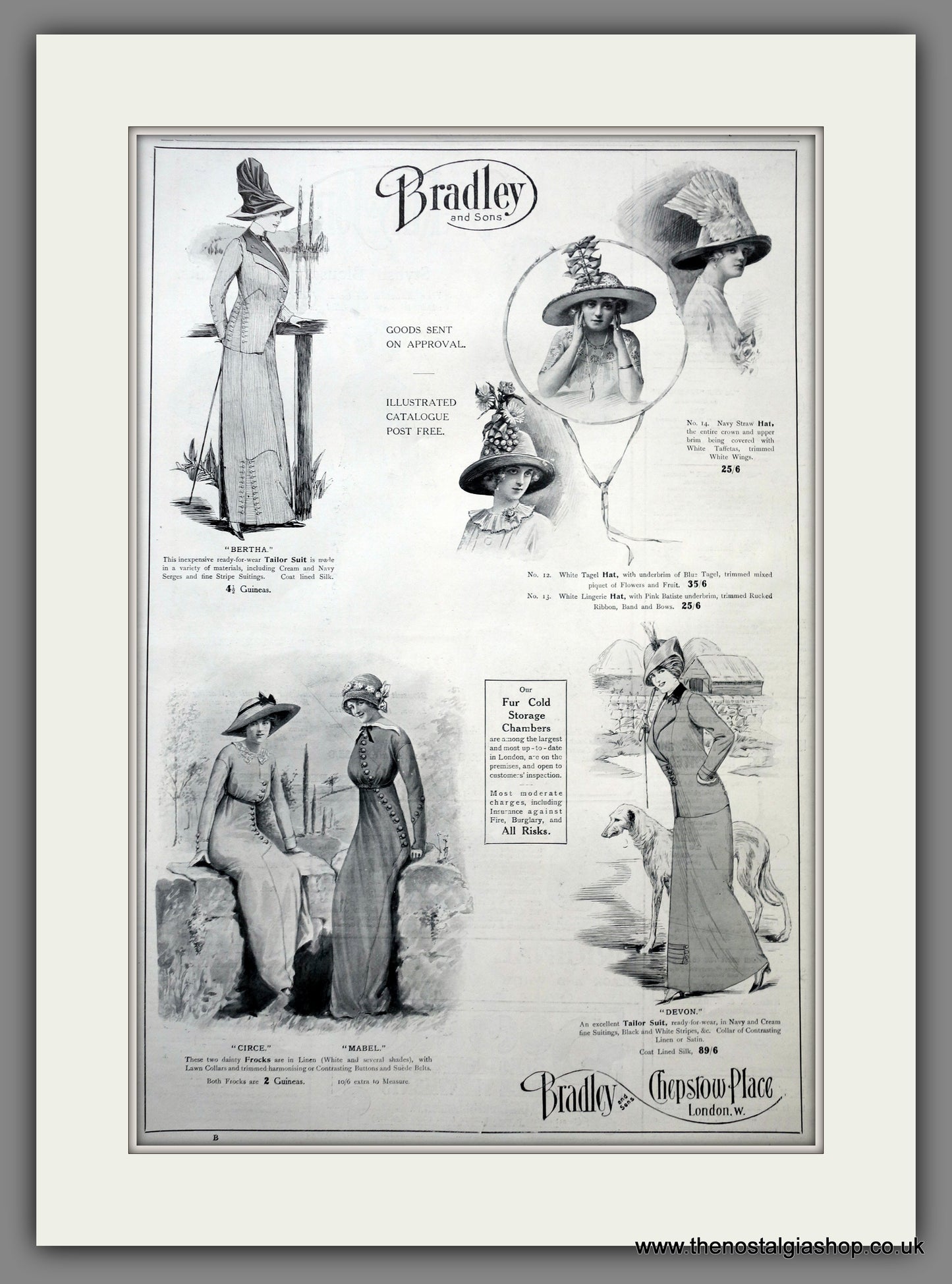 Bradley & Sons. Chepstow Place. Ladies Fashion. Large Original Advert 1912 (ref AD15450)
