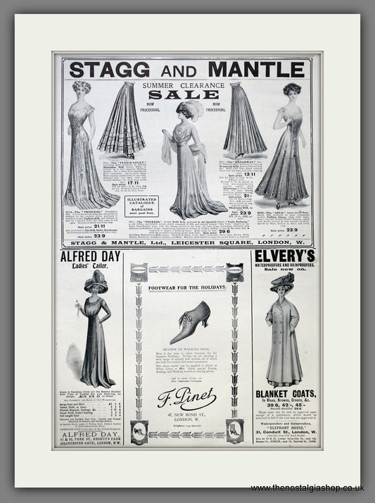 Stagg and Mantle Ladies Fashion. Large Original Advert 1909 (ref AD15453)