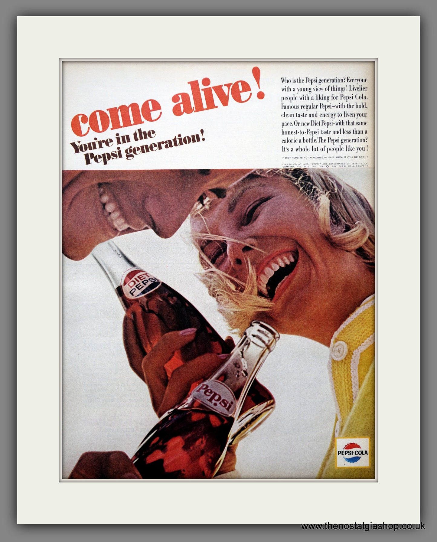 Pepsi-Cola Drink. Original American Advert 1964 (ref AD301138)