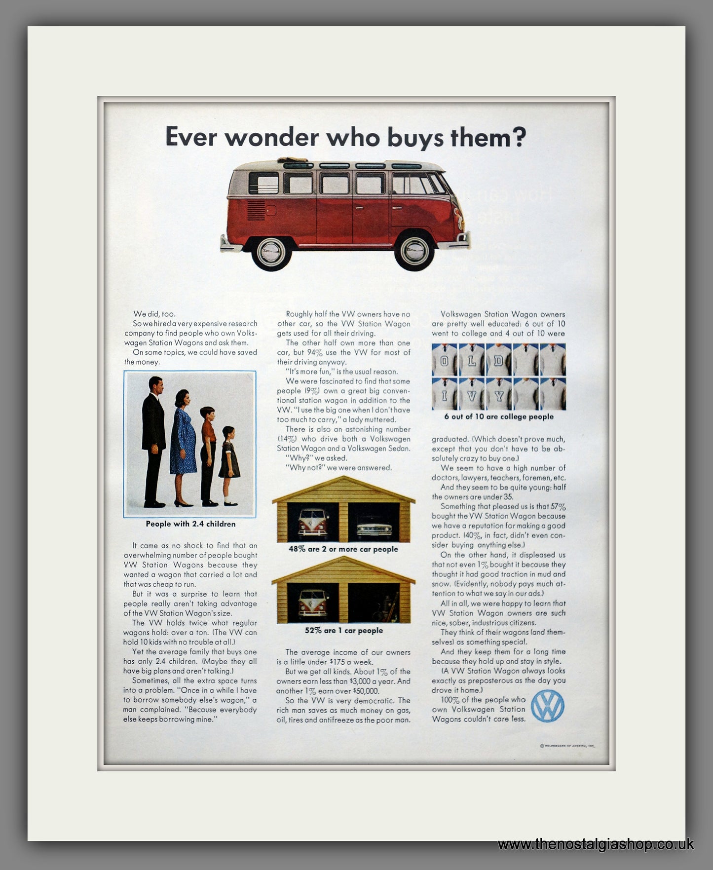 Volkswagen Station Wagon. 1964 Large Original Advert (ref AD301143)
