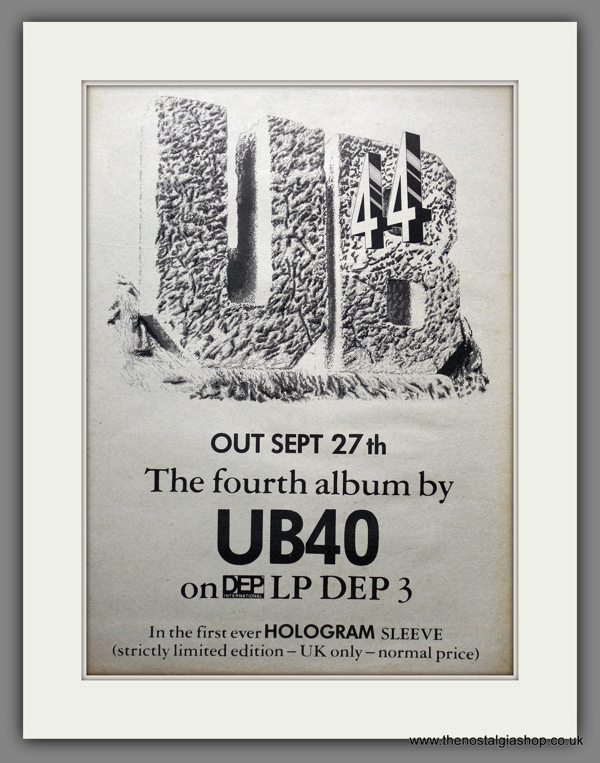 Ub44 UB40 UB44. Original Advert 1982 (ref AD15491) – The Nostalgia Shop
