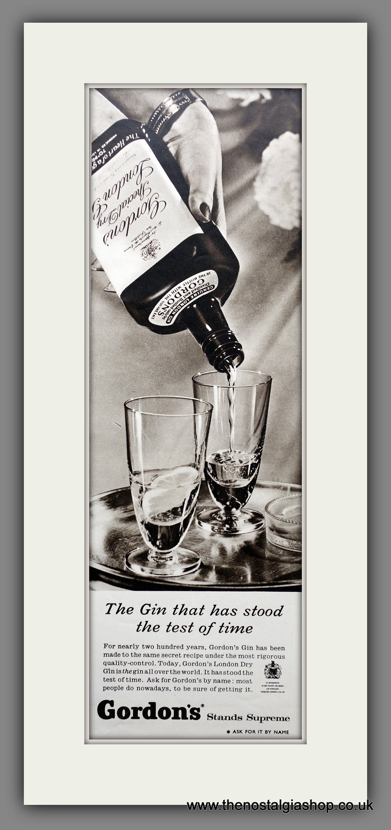 Gordon's Gin. Original Advert 1958 (ref AD200582)