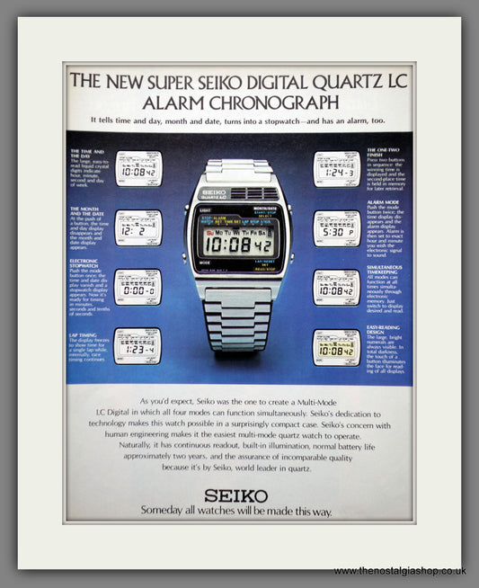 Seiko Digital Quartz Chronograph Watch. Original Advert 1977 (ref AD60894)