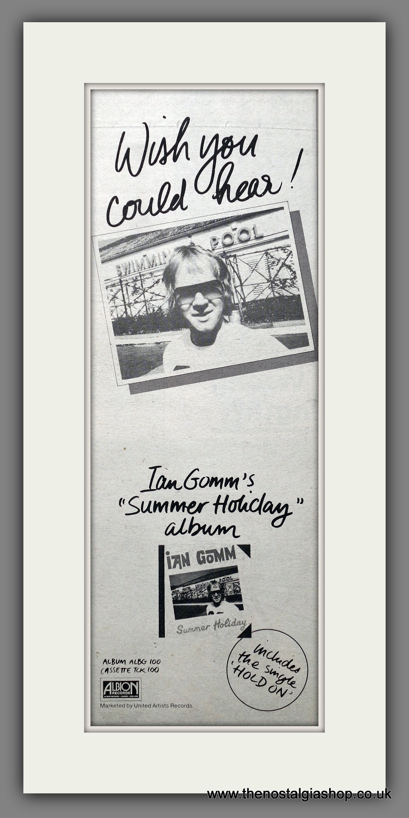 Ian Gomm Summer Holiday.  Original Advert 1978 (ref AD200622)