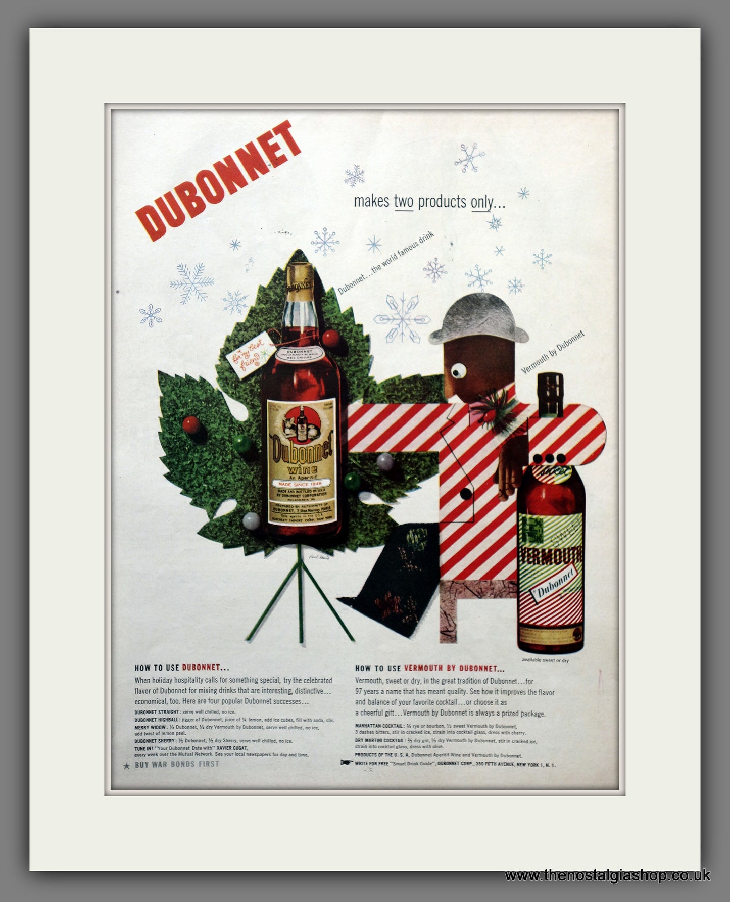 Dubonnet. Original Advert 1943 (ref AD301221)