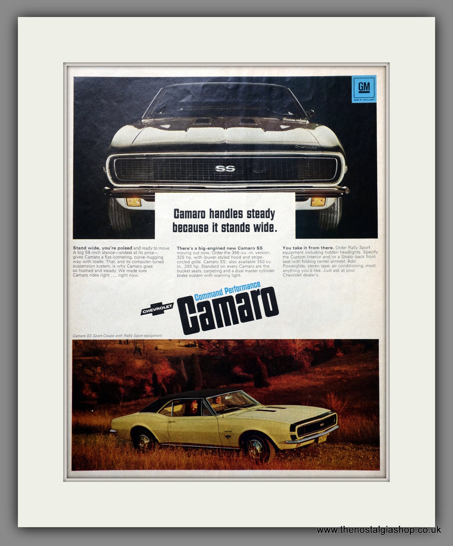 Chevrolet Camaro SS. Original American Advert 1967 (ref AD301233)