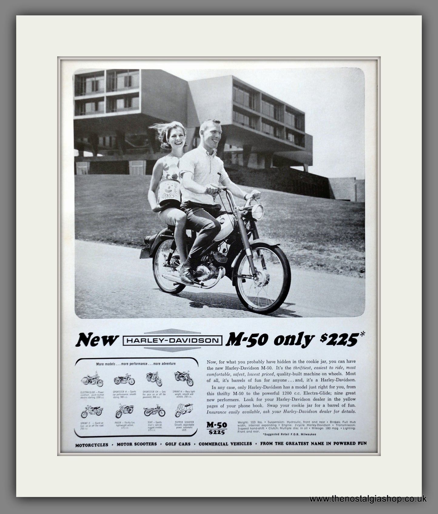 Harley-Davidson M-50 Motorcycle. 1964 Original advert (ref AD301316)