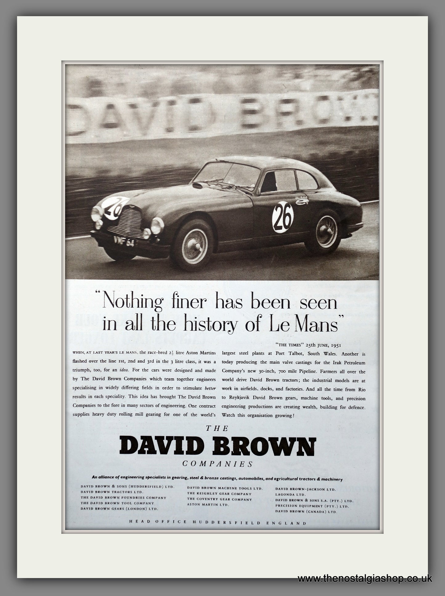 Aston Martin Le Mans Original Advert 1952 (ref AD301320)