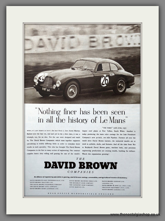 Aston Martin Le Mans Original Advert 1952 (ref AD301320)