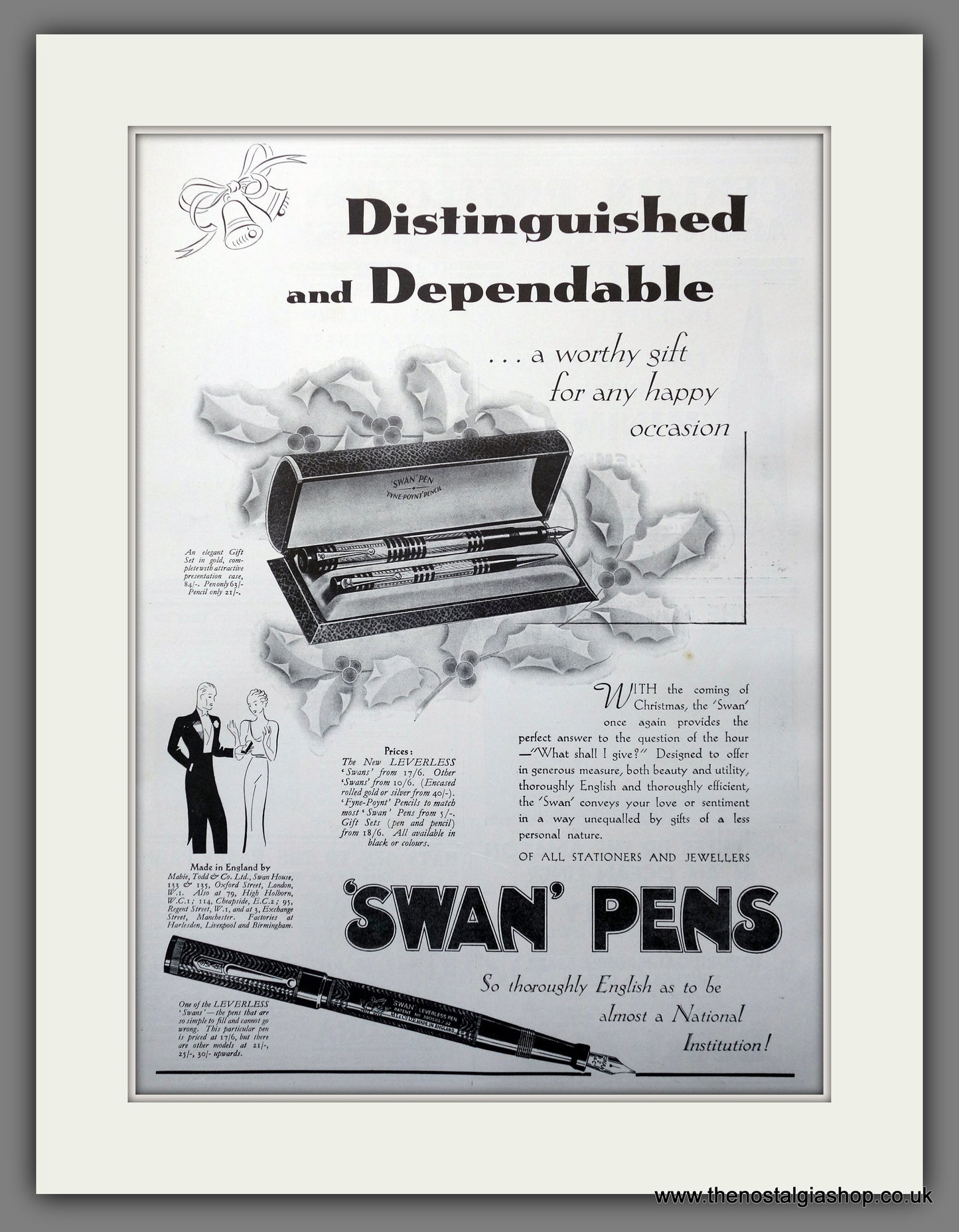 Swan Pens. Original Advert 1934 (ref AD301326)