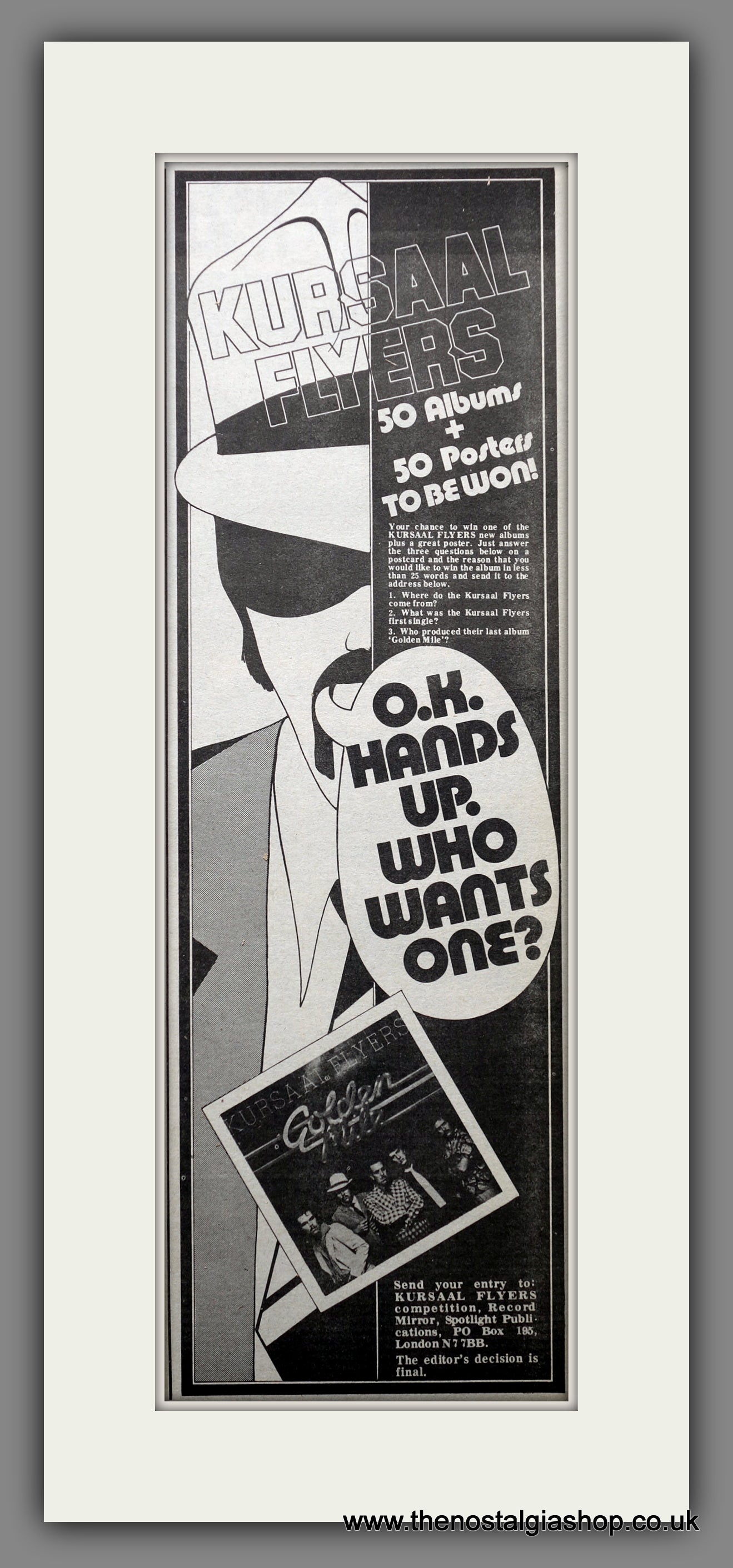 Kursaal Flyers Competition. Original Advert 1977 (ref AD200717)